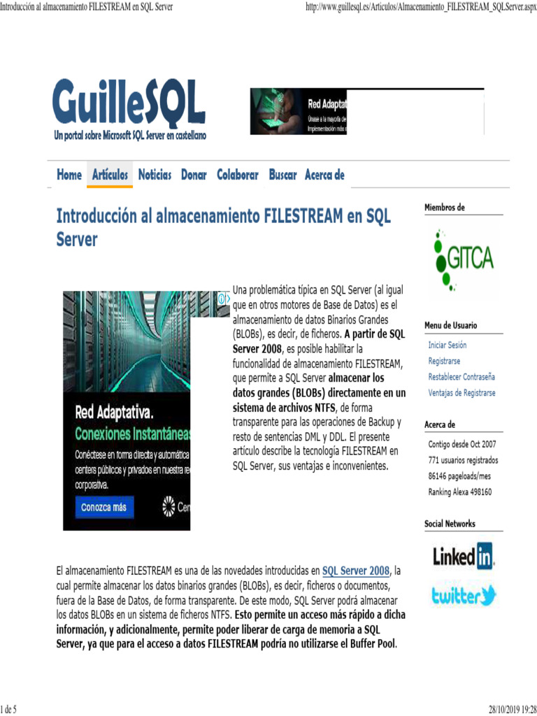 Introducción Al Almacenamiento FILESTREAM en SQL Server | PDF ...