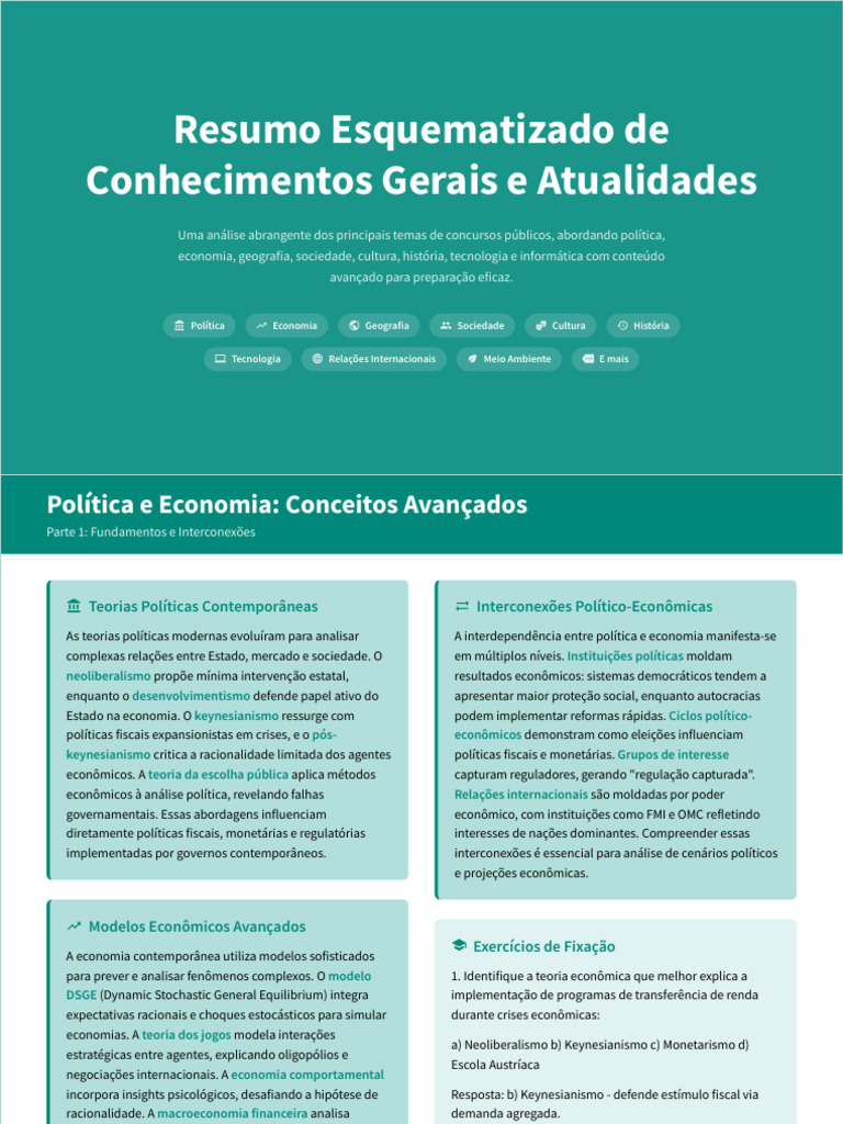 2 - Resumo Esquematizado de Conhecimentos Gerais e Atualidades | PDF ...