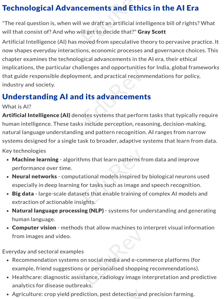 Technological Advancements and Ethics in The AI Era | PDF | Artificial ...