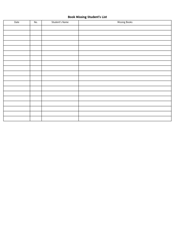 Book Missing Student List | PDF