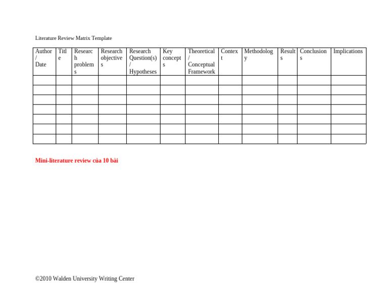 Literature Review Matrix Template | PDF