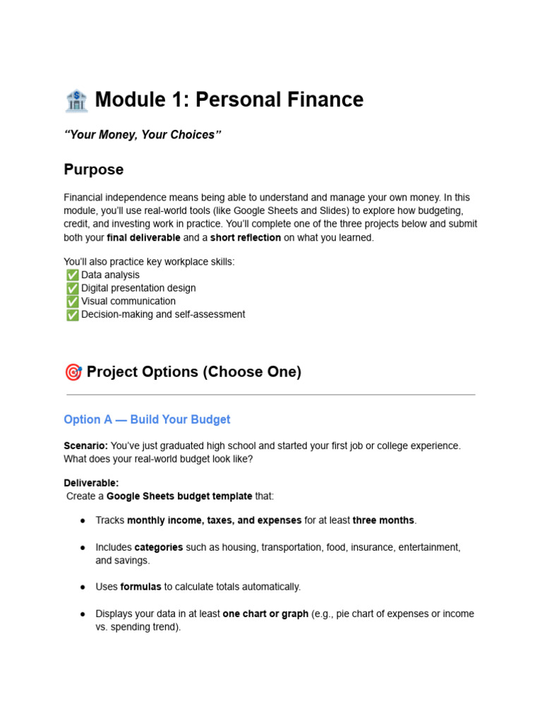 ? Module 1 - Personal Finance | PDF | Credit | Finance & Money Management
