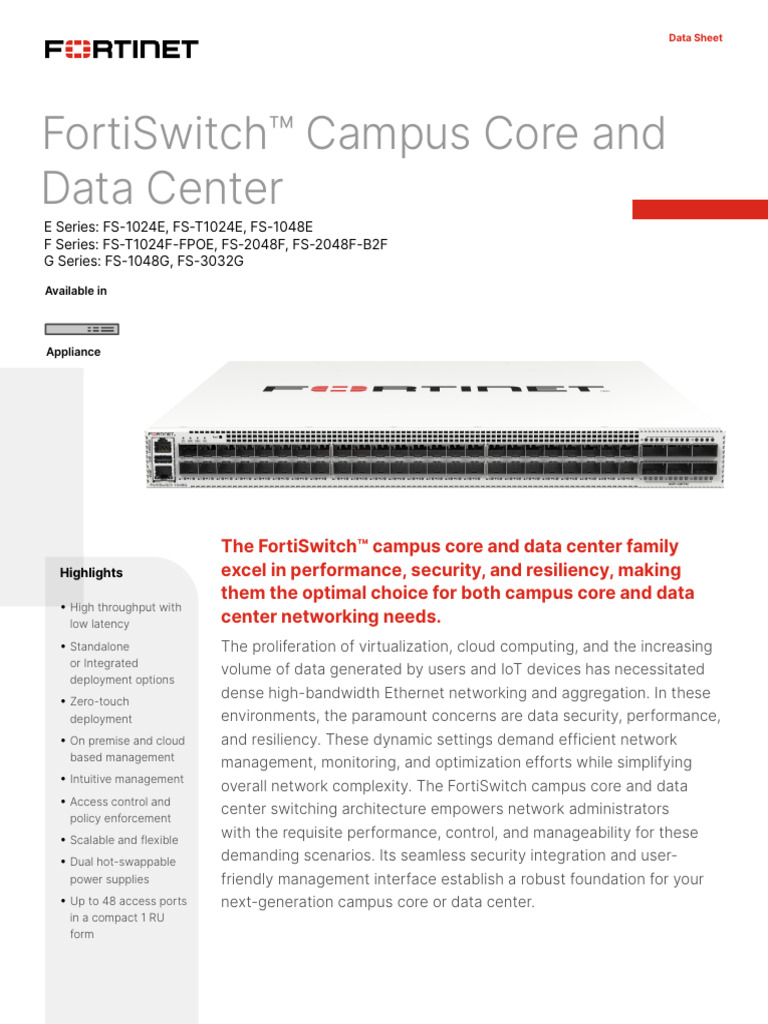 FortiSwitch Data Center Series | PDF | I Pv6 | Internet Protocols