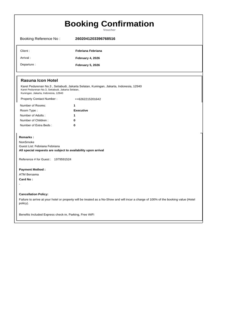Confirmation For Booking ID # 1979591524 | PDF