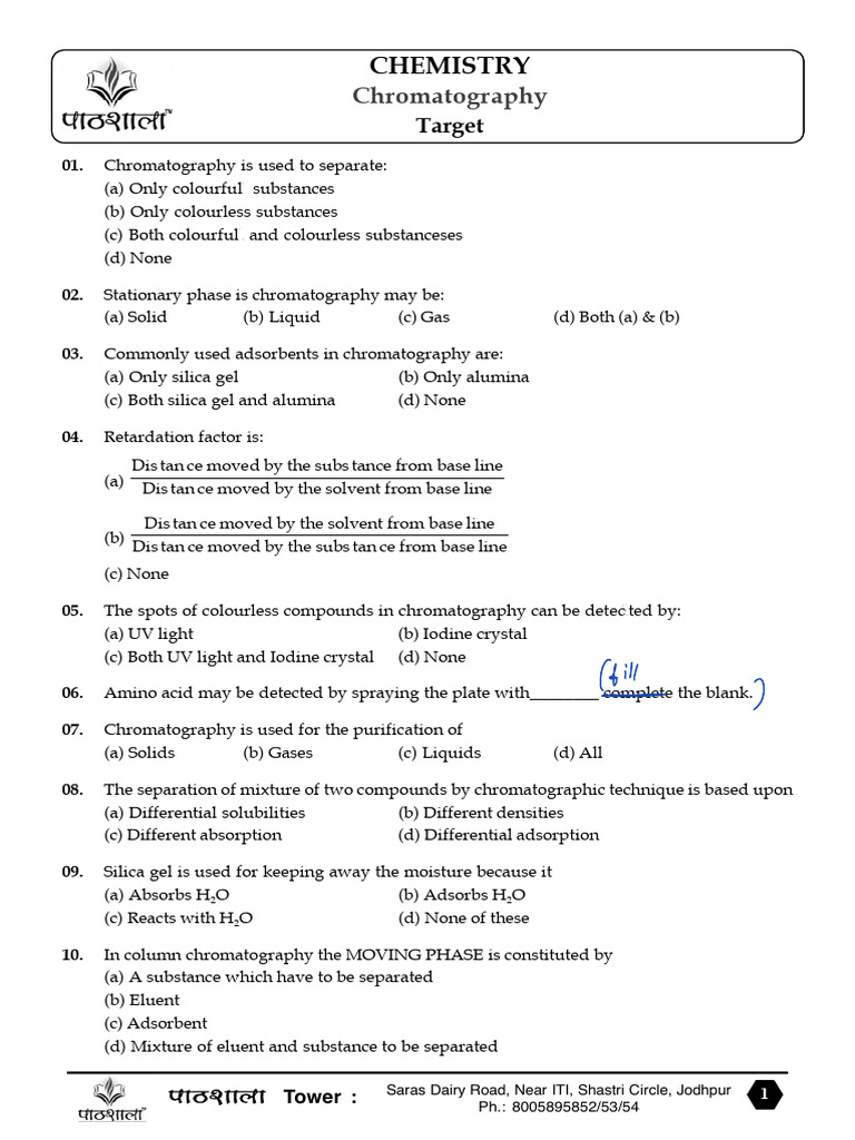 Chromatography Assignment | PDF | Chromatography | Adsorption