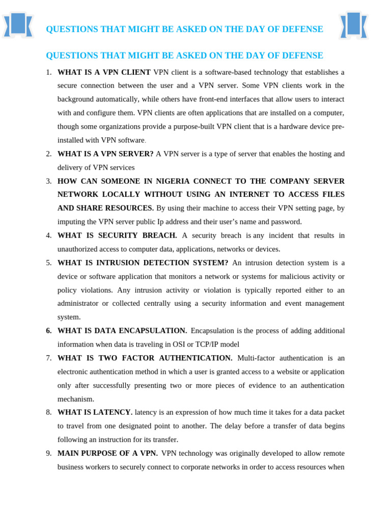 Questions That Might Be Asked On The Day of Defense | PDF | Computer ...
