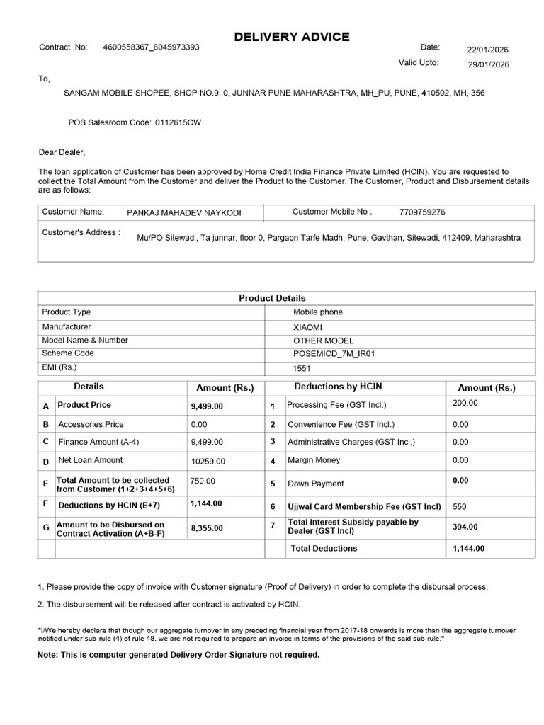 Delivery Advice: Product Details | PDF | Business | Money