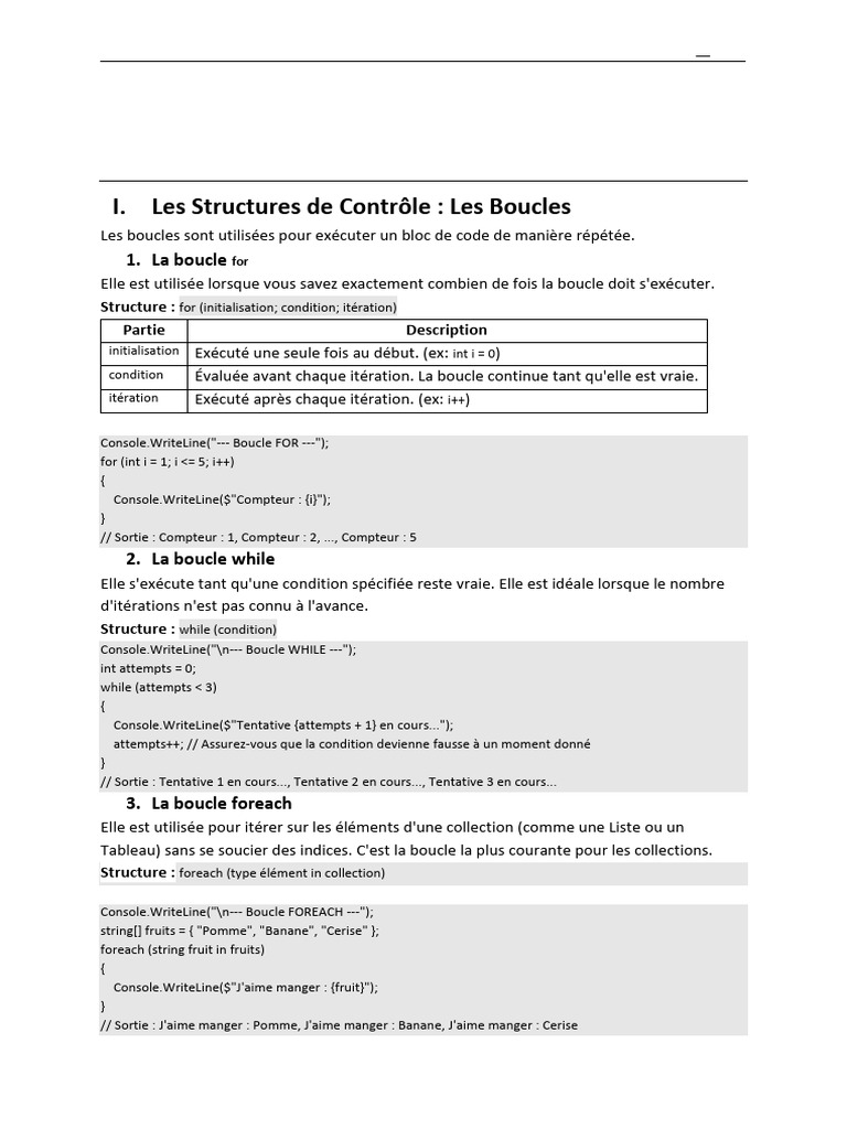 Les Structures de Contrôle TP Plus Cours | PDF | Structure de contrôle ...