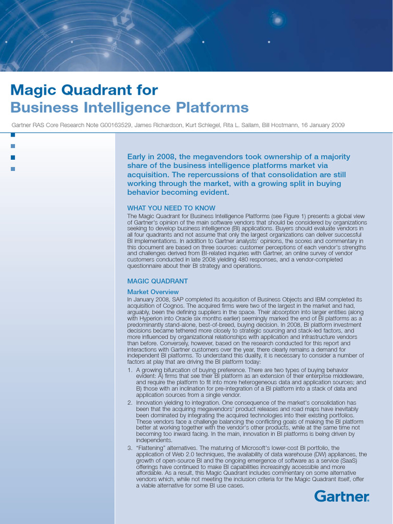 Gartner's 2009 Magic Quadrant For Business Intelligence Platforms ...