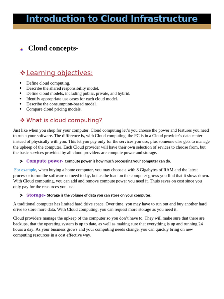 Introduction To Cloud Infrastructure | PDF | Cloud Computing | Software ...