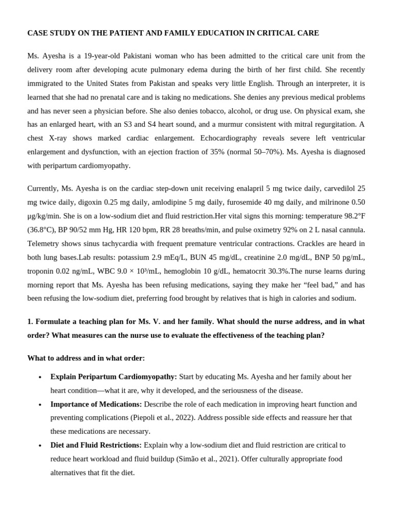 Case Study On The Patient and Family Education in Critical Care | PDF ...