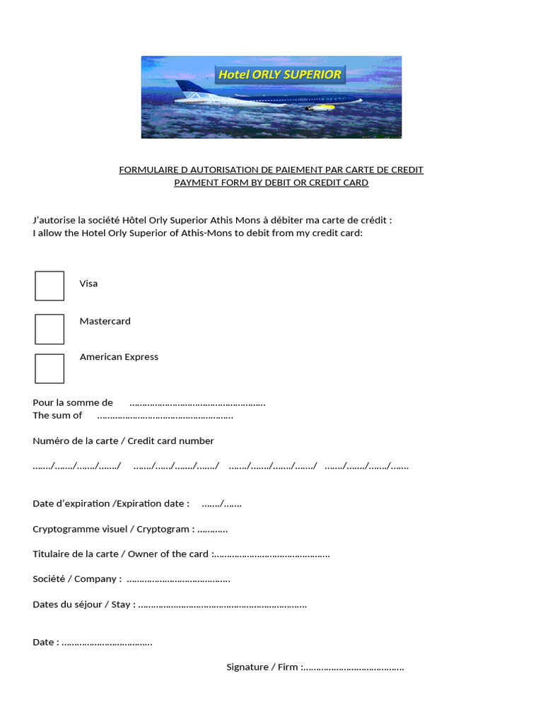 Formulaire D Autorisation de Paiement Par Carte de Credit | PDF