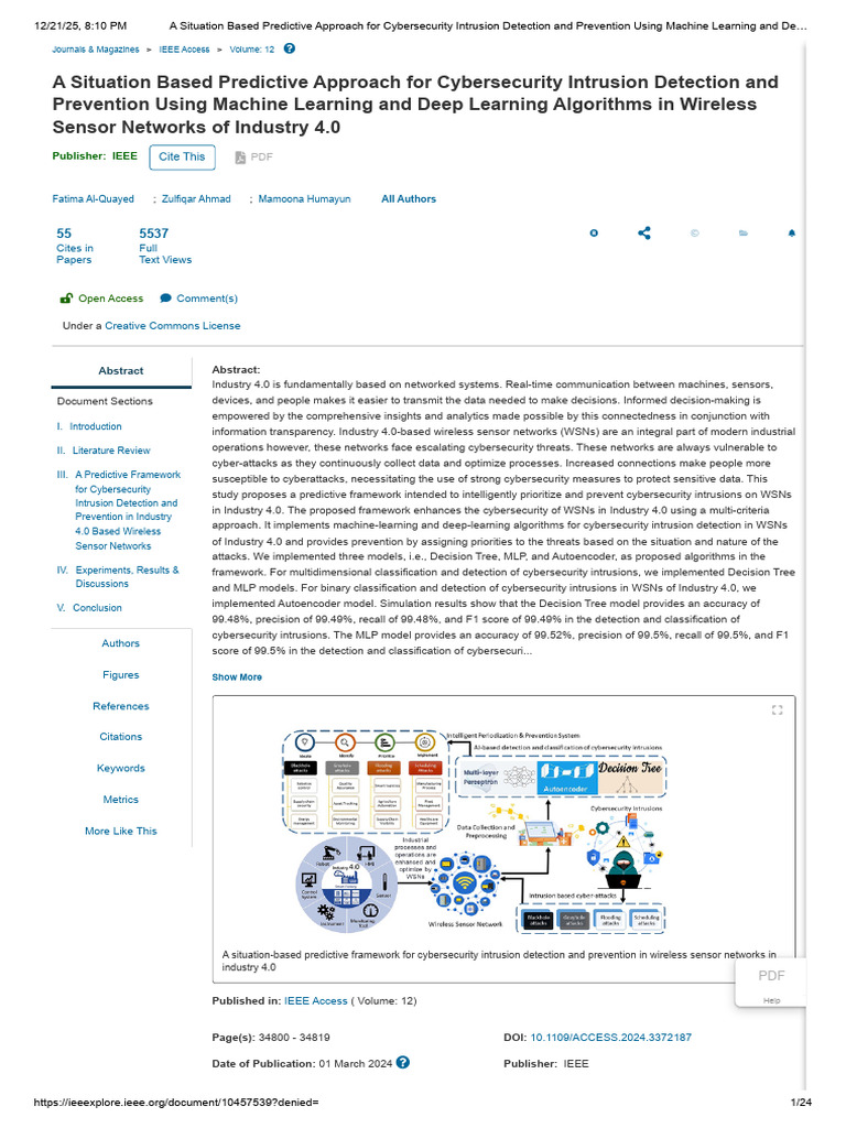 A Situation Based Predictive Approach for Cybersecurity Intrusion ...