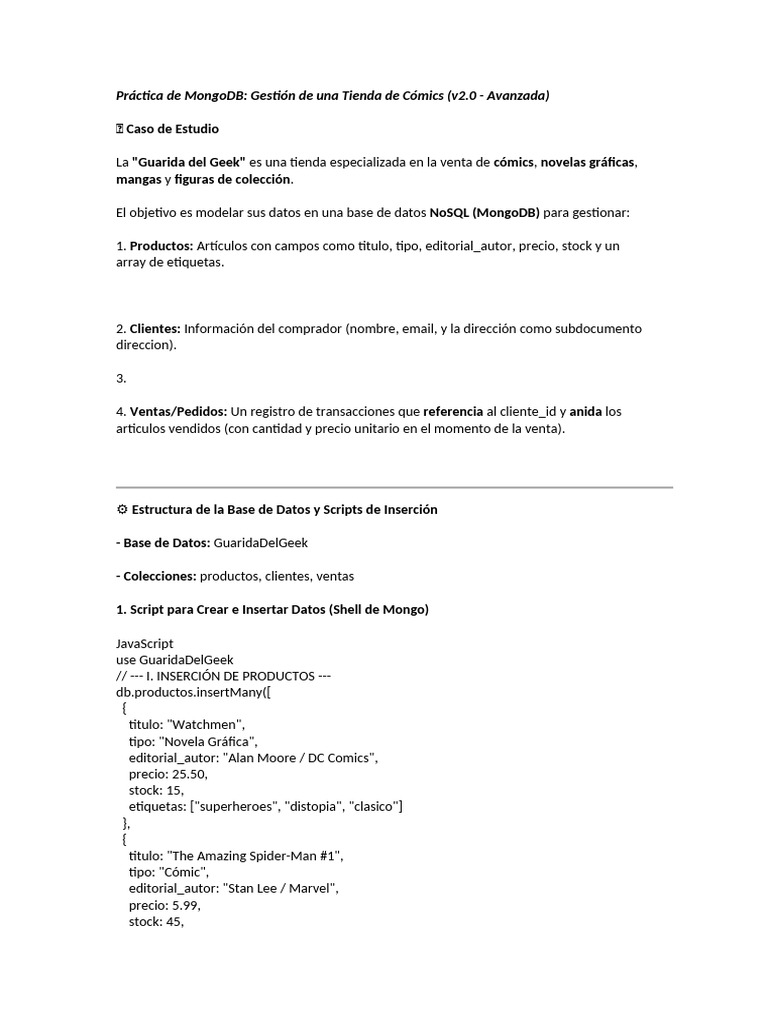 Práctica 02 de MongoDB | PDF | Cómics | Cómics americanos