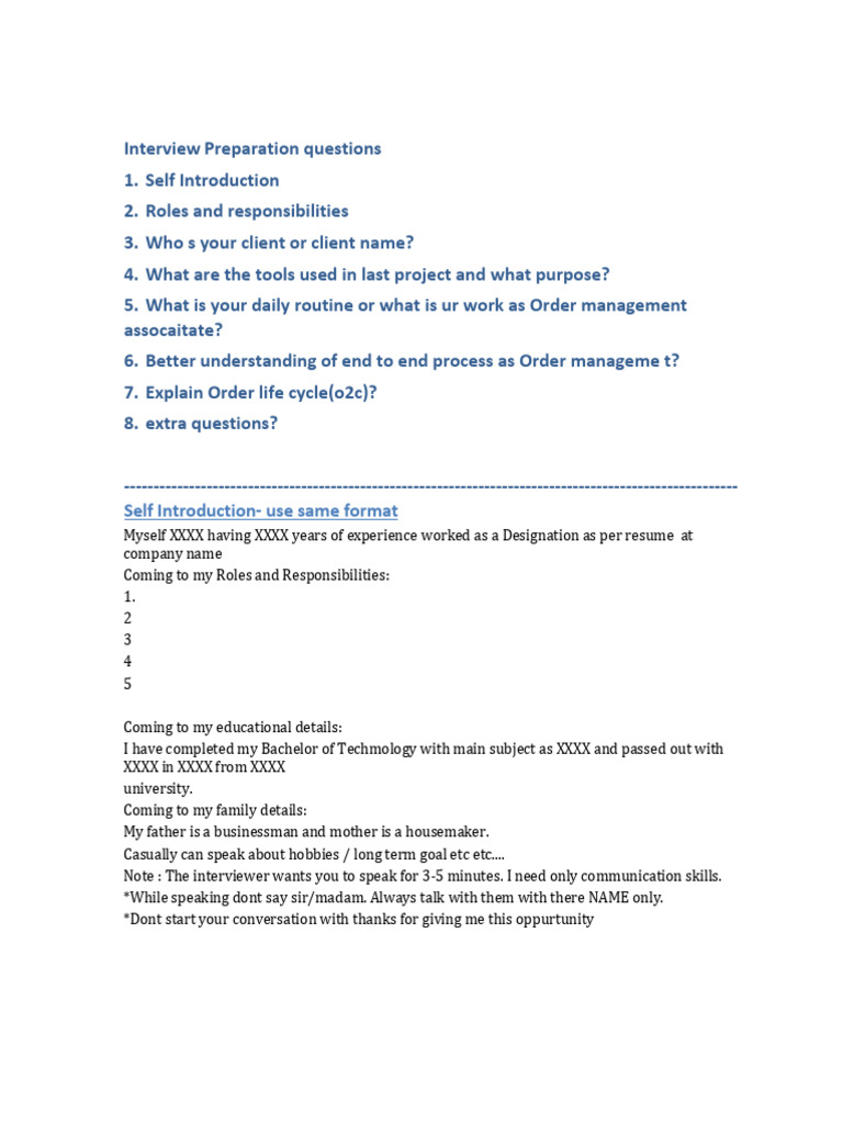 Interview Preparation Order Management | PDF | Business