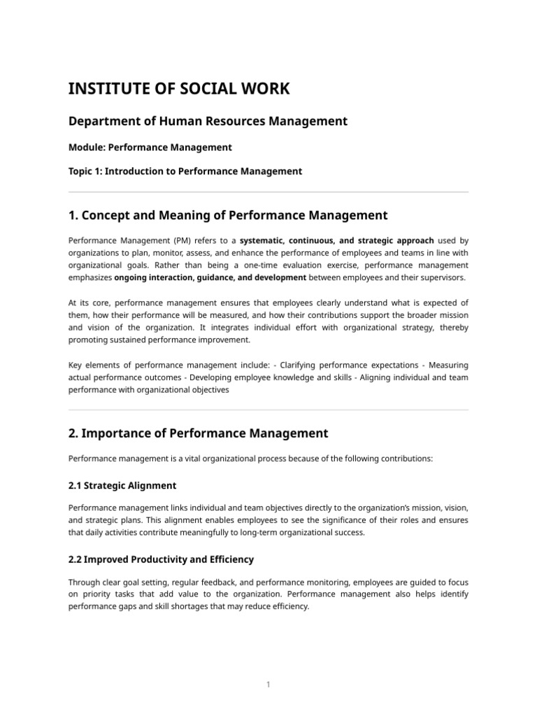 Performance Management - Topic 1 Academic Notes | PDF | Performance ...