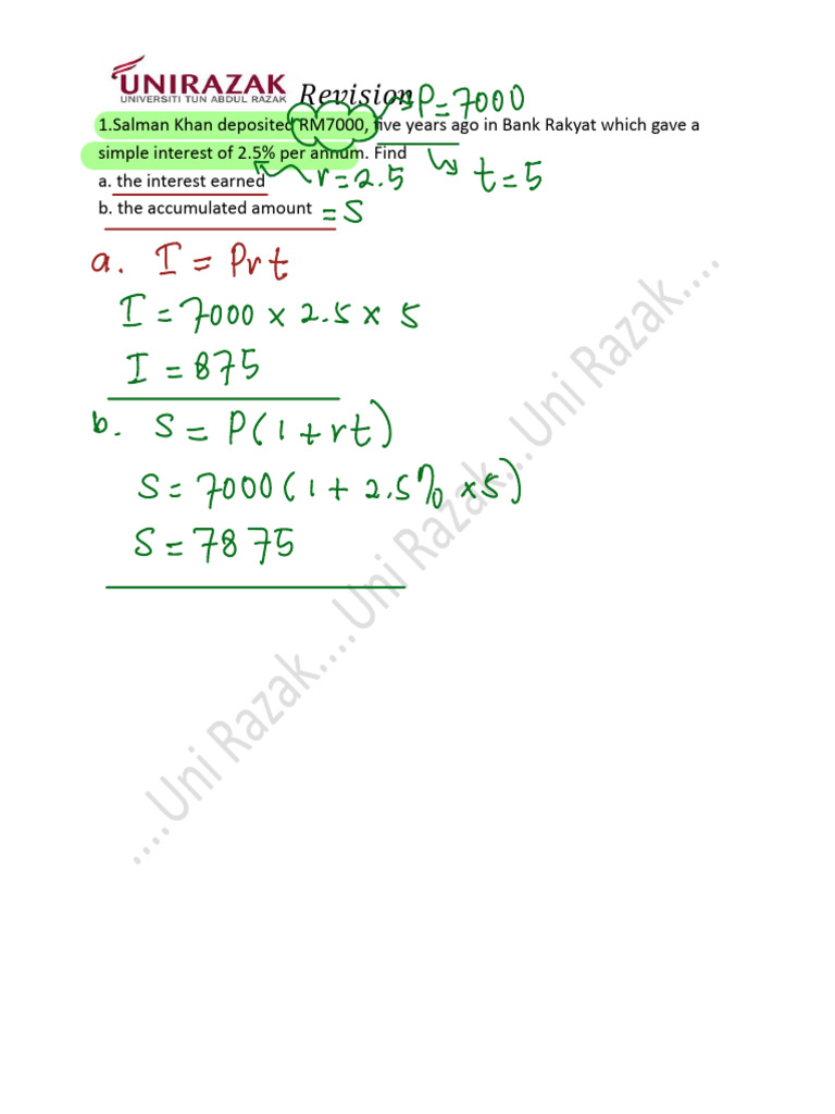 Week 3 Revision Business Maths | PDF | Interest | Income