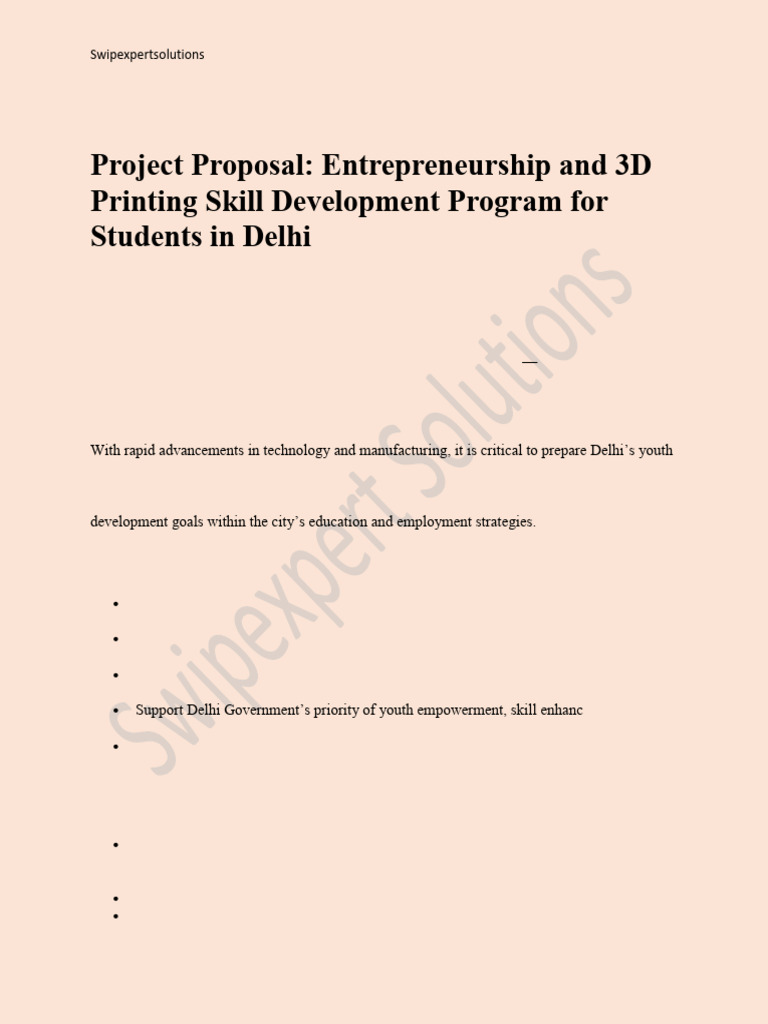 Project Proposal 3D Print | PDF | Entrepreneurship | 3 D Printing