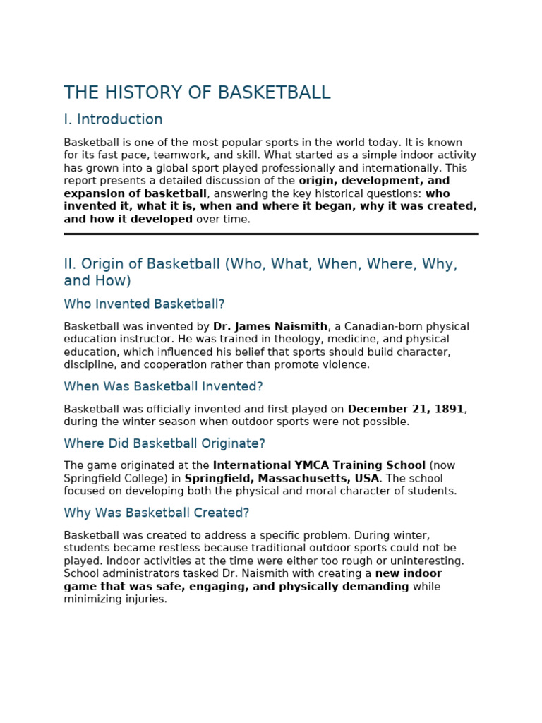 The History of Basketball 2 | PDF | Sports | Team Sports