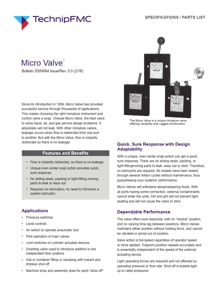 Invalco 316 Series | PDF | Valve | Leak