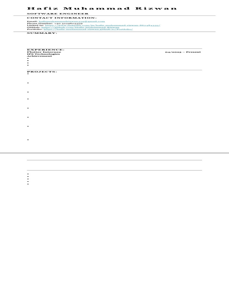 Hafiz Muhammad Rizwan Software Engineer | PDF | Web Development ...