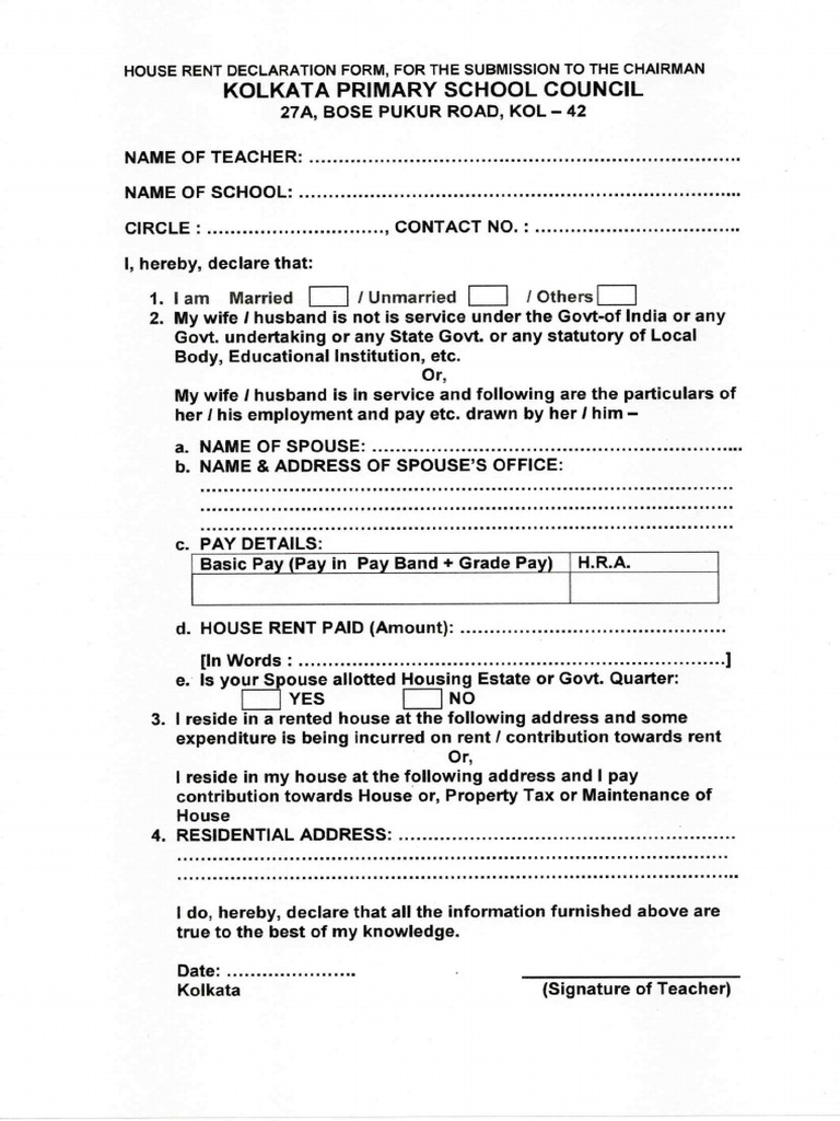 Hra Declartion Form | PDF