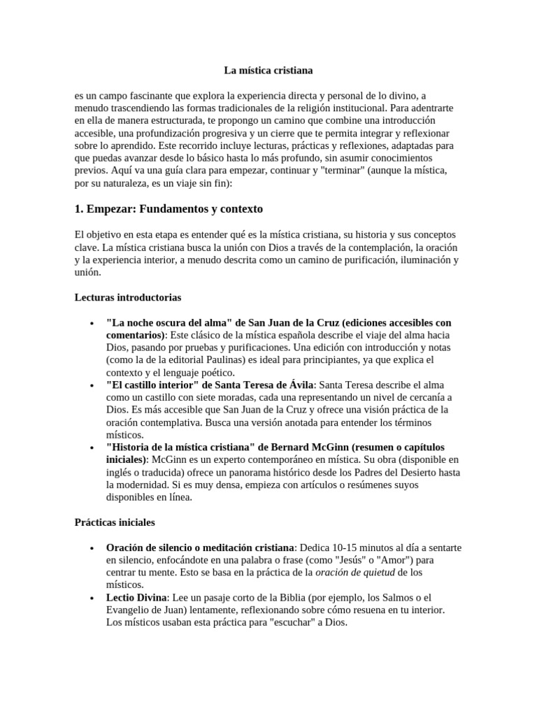 La Mística Cristiana | PDF | Misticismo | Oración