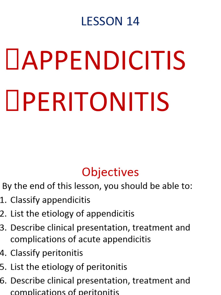 Appendicitis and Peritonitis | PDF | Peritoneum | Diseases And Disorders
