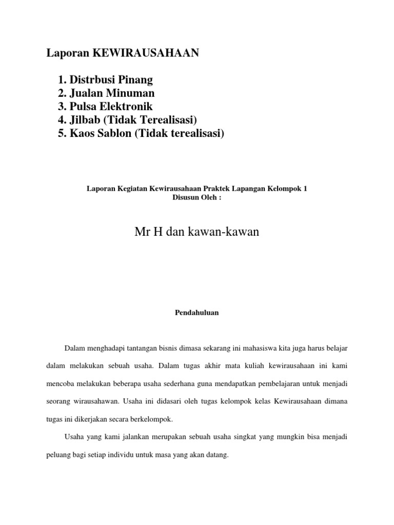 Laporan Kewirausahaan