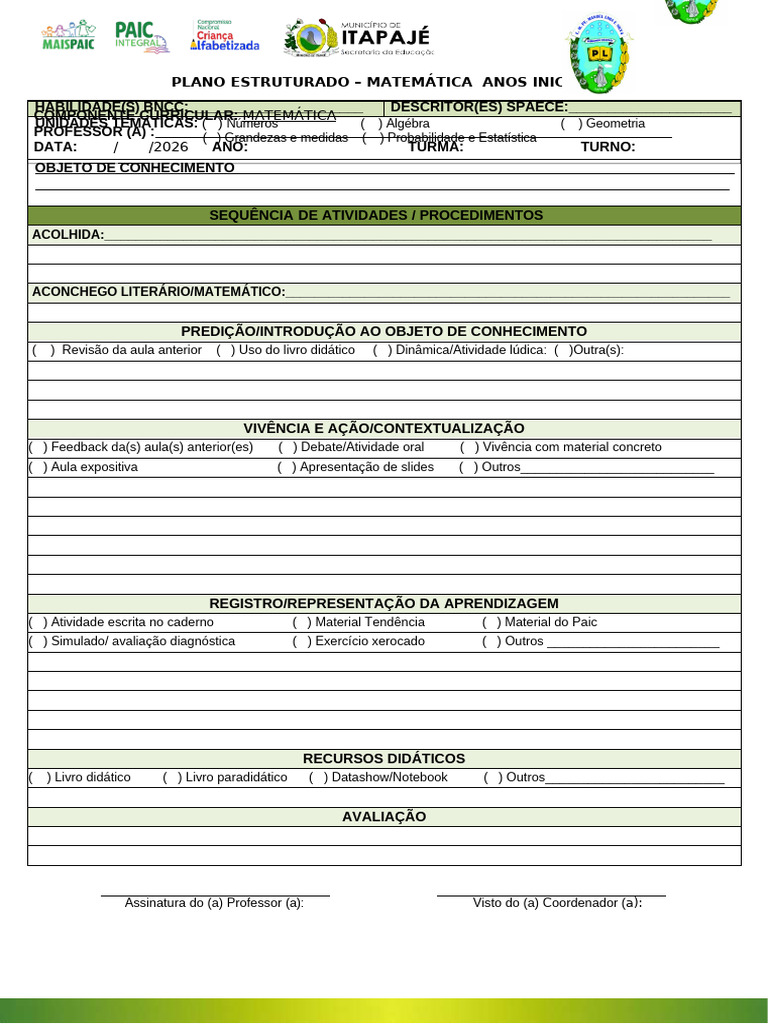 Plano de Aula Matemática Ai - 2026 | PDF