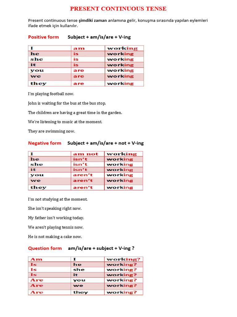 Present Continuous Tense | PDF