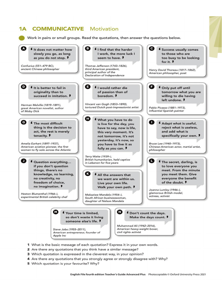 1A Communication Activity_Motivation | PDF