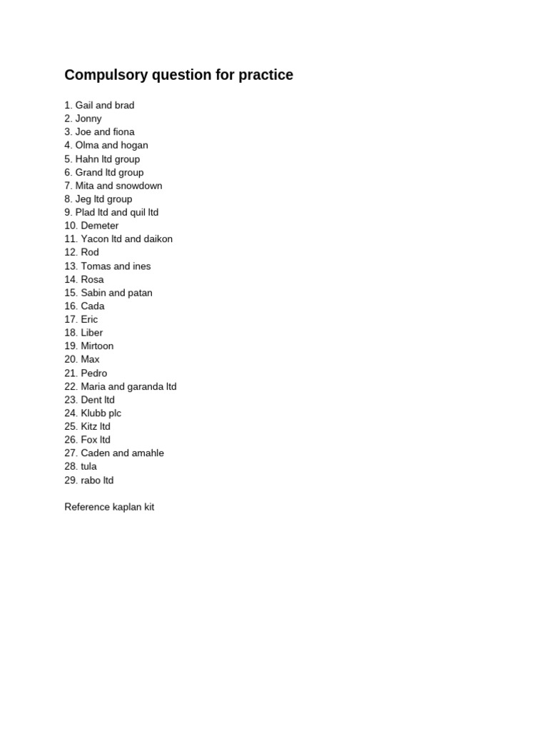 Compulsory Question For Practice Dec'25 | PDF