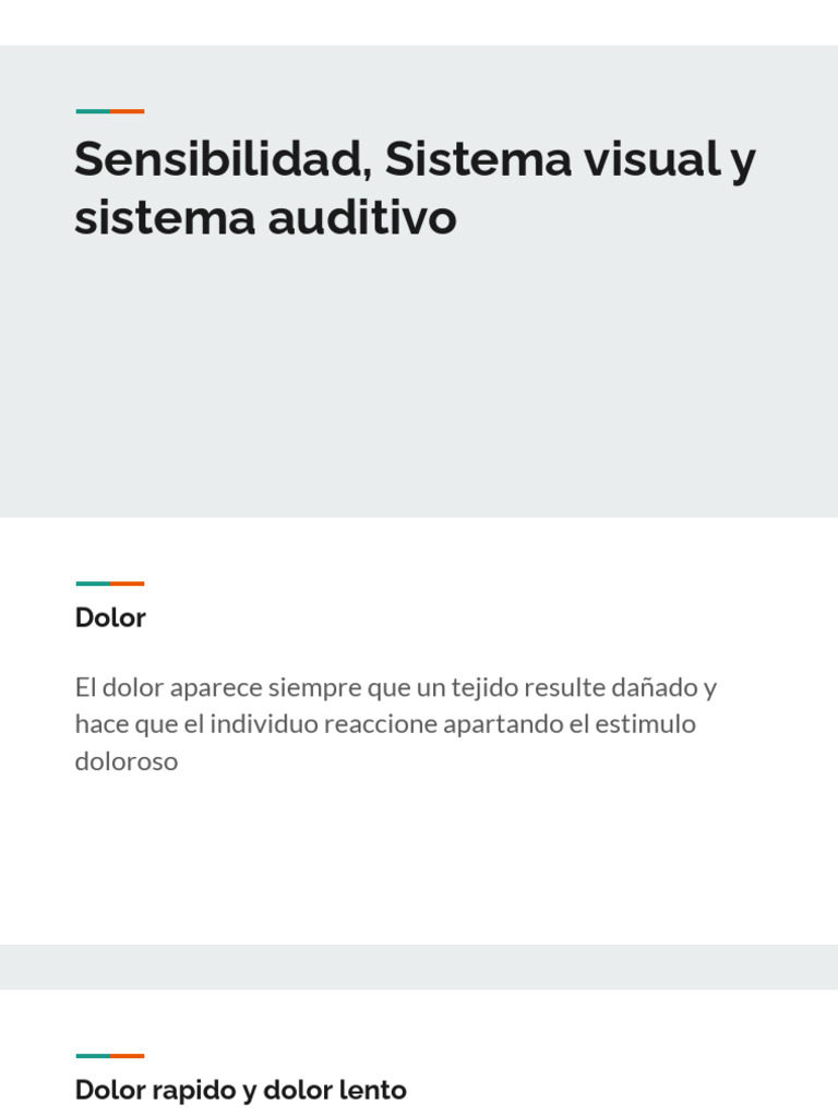 Sensibilidad, Sistema Visual y Sistema Auditivo | PDF | Dolor ...