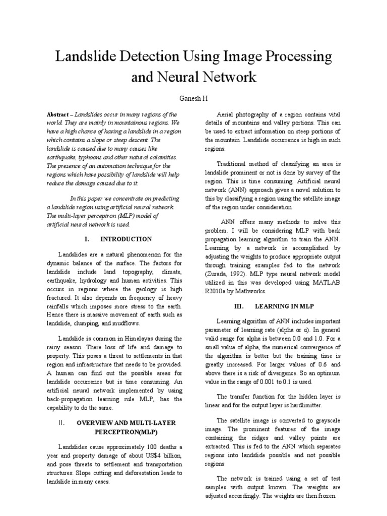 Landslide Detection Using Image Processing And Neural Network Pdf