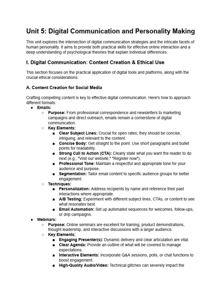 Unit5 Notes TC | PDF | Personality Disorder | Personality Type