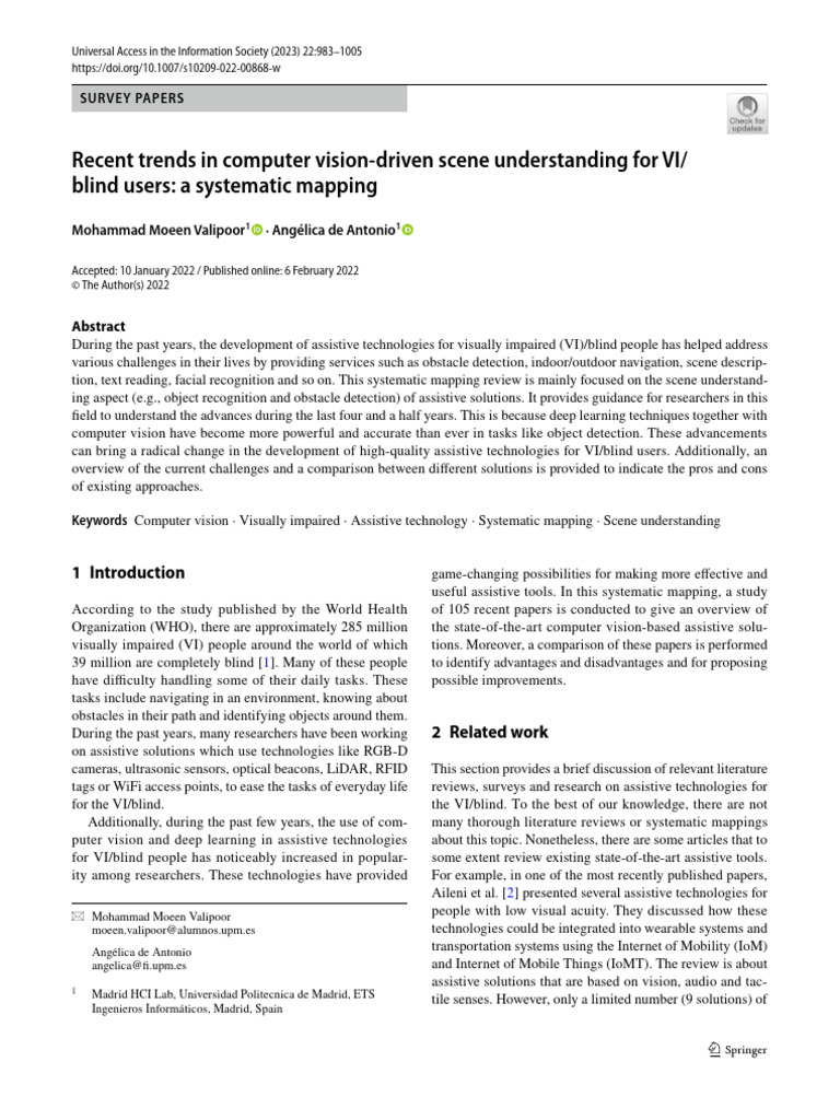Recent Trends in Computer Vision Driven Scene Understanding For VI ...