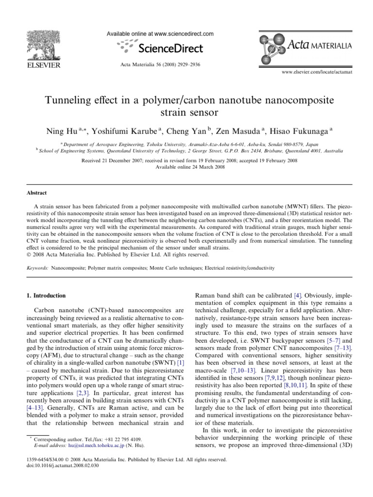 Tunneling Effect in A Polymer - Carbon Nanotube Nanocomposite | PDF ...