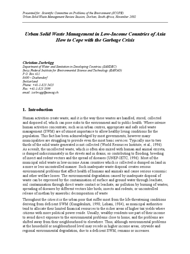 SC of Urban Solid Waste Management | PDF