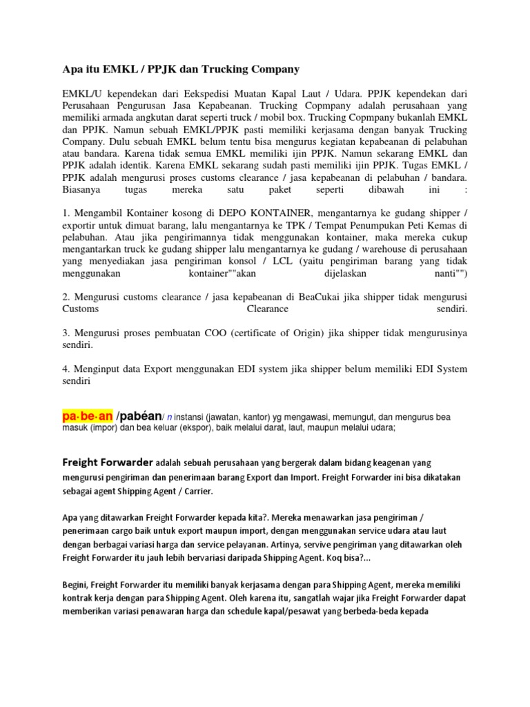 Apa Itu EMKL | PDF | Bisnis