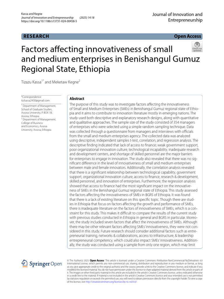 Factors Affecting Innovativeness of Small and Medium Enterprises in ...
