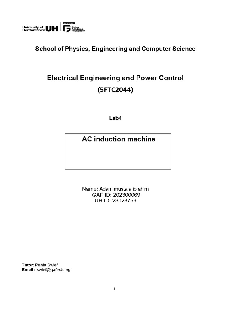 Adam Mustafa Lab 4 202300069 | PDF | Electric Motor | Physical Quantities