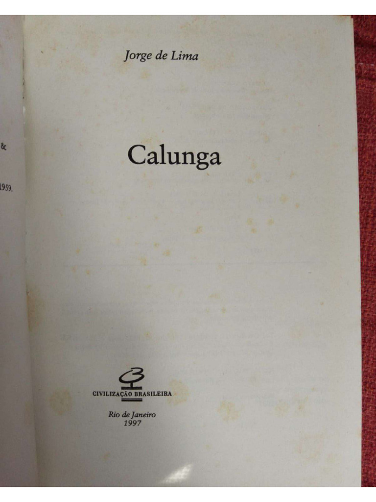 CALUNGA Romance de Jorge de Lima | PDF