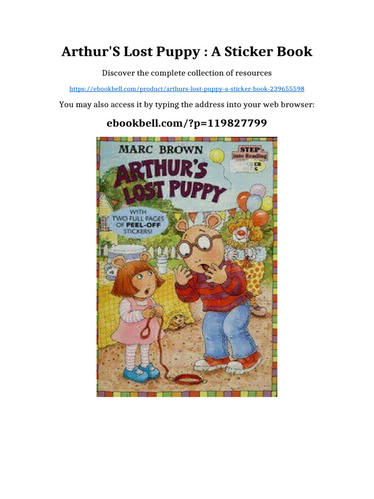 Arthur's lost puppy : a sticker book available all format | PDF ...