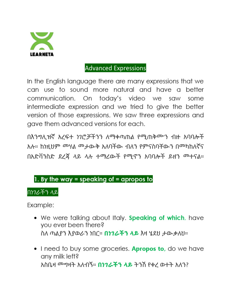 Advanced Expressions - Learnetaacademy | PDF