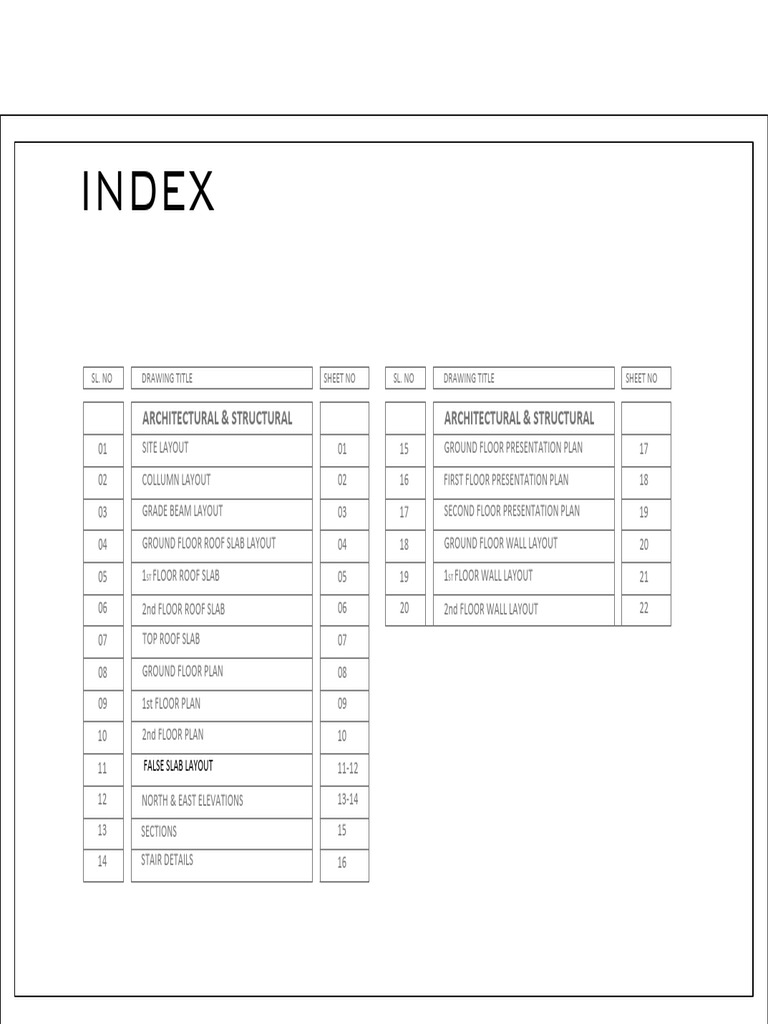 Index: Architectural & Structural Architectural & Structural | PDF