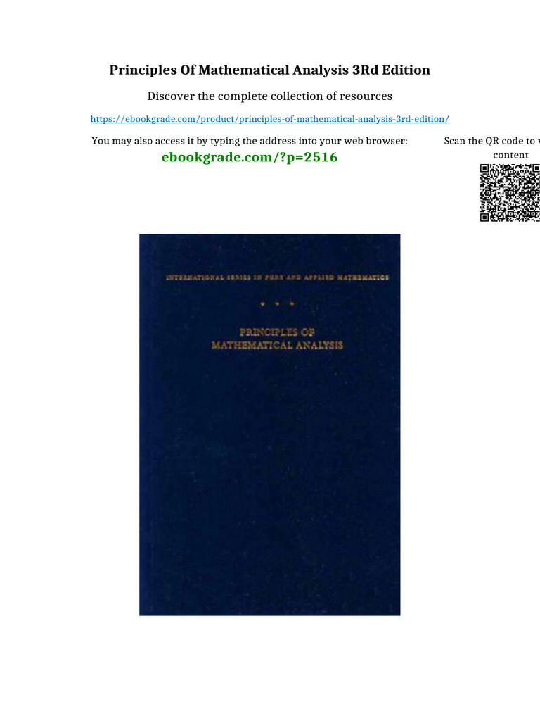 Principles of Mathematical Analysis 3rd Edition Digital Download | PDF ...