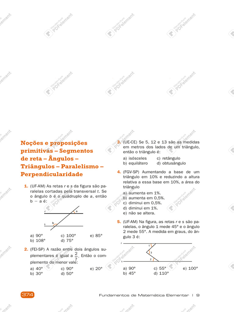 FME 9 Geometria Plana (1) - Com Marca D'água | PDF | Triângulo ...
