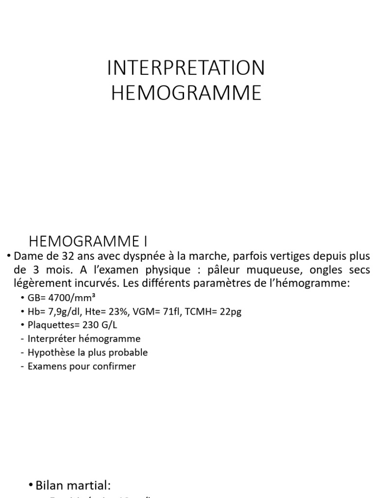 Interpretation Hemogramme | PDF