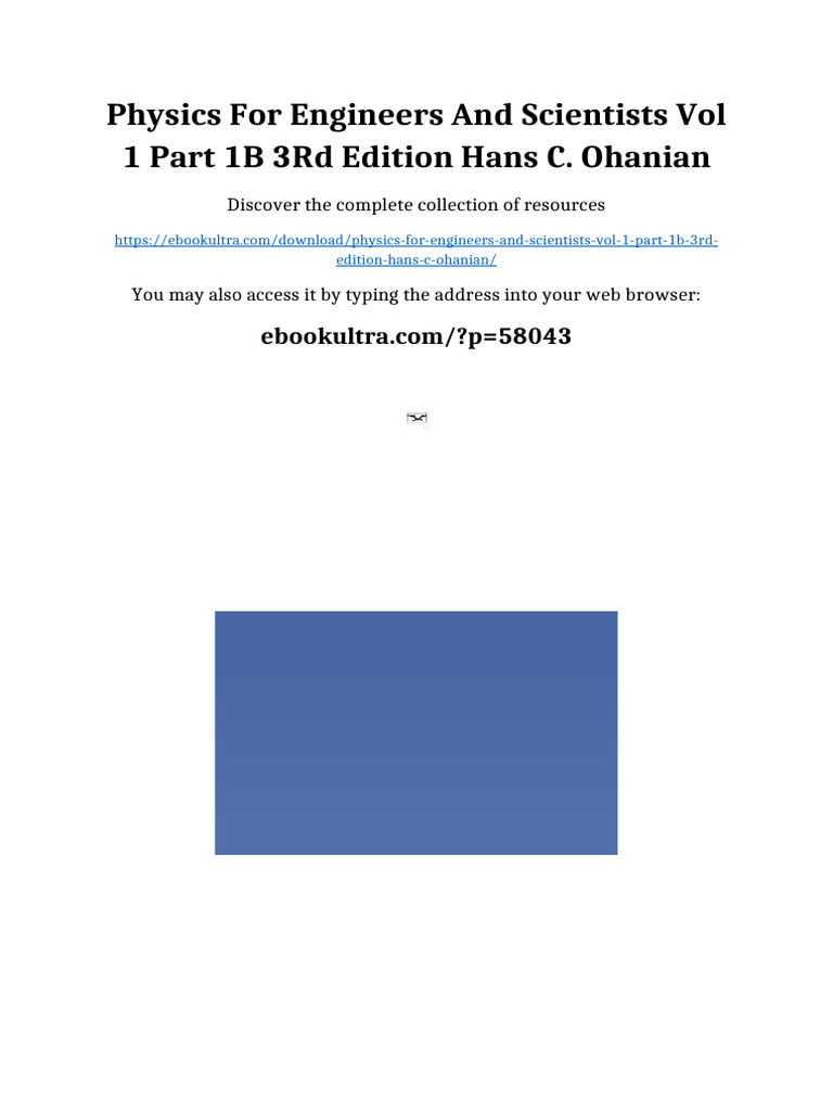Physics For Engineers and Scientists Vol 1 Part 1b 3rd Edition Hans C ...